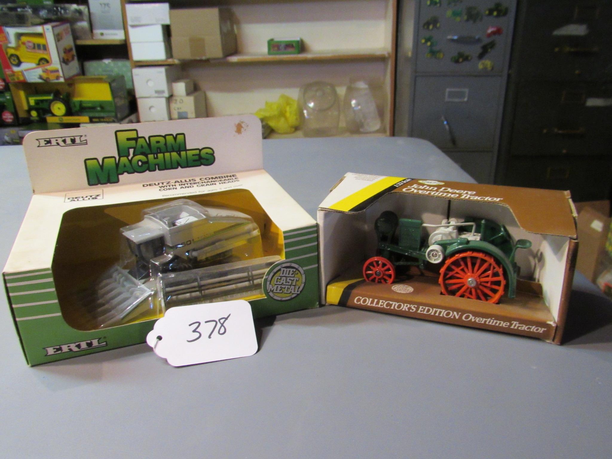 diecast JD "Overtime" tractor & Deutz-Allis combine W/box