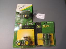 diecast JD mini grain drill grain cart & "8330" tractor W/box