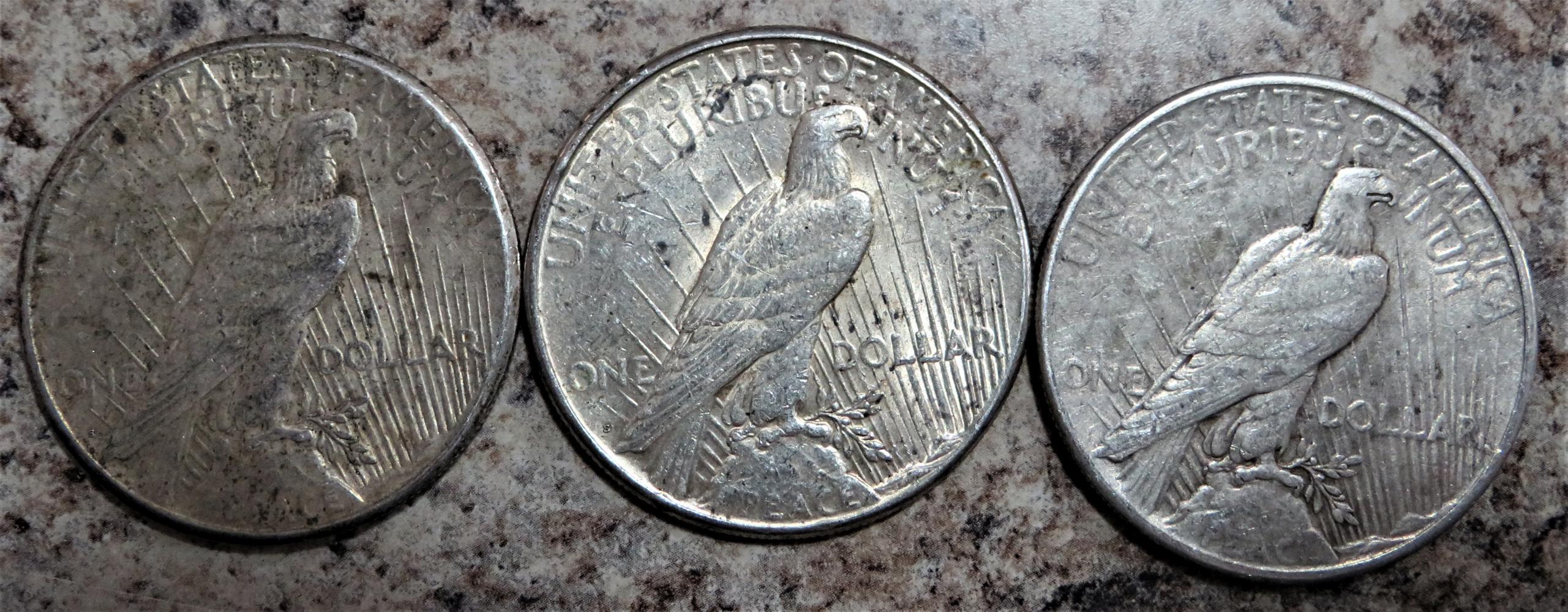 1922-S, 1923-S, 1925 Peace Dollars