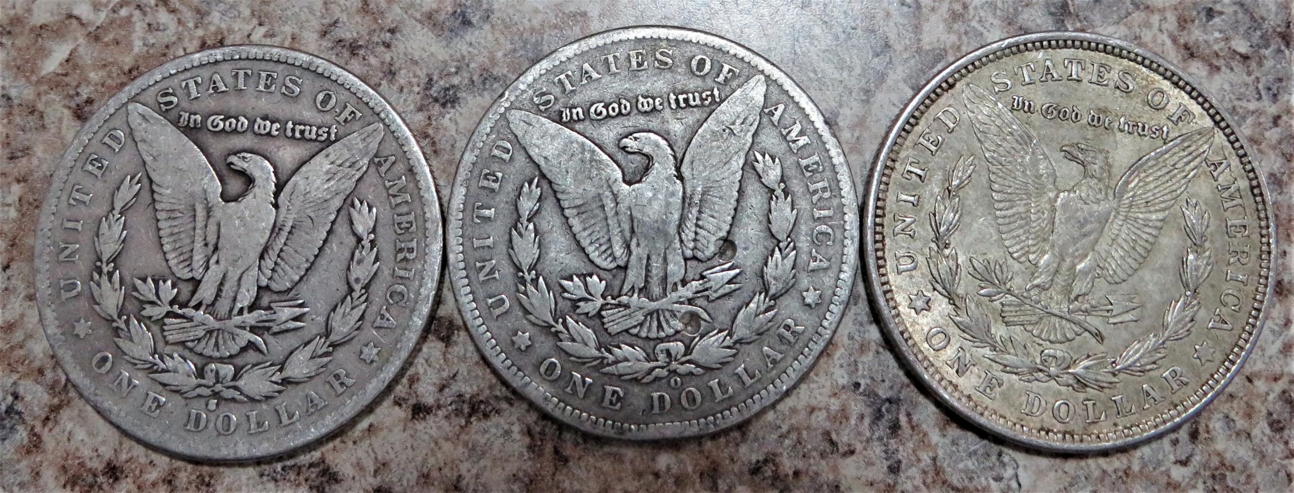 1883-S, 1899-O, 1921 Morgan Dollars