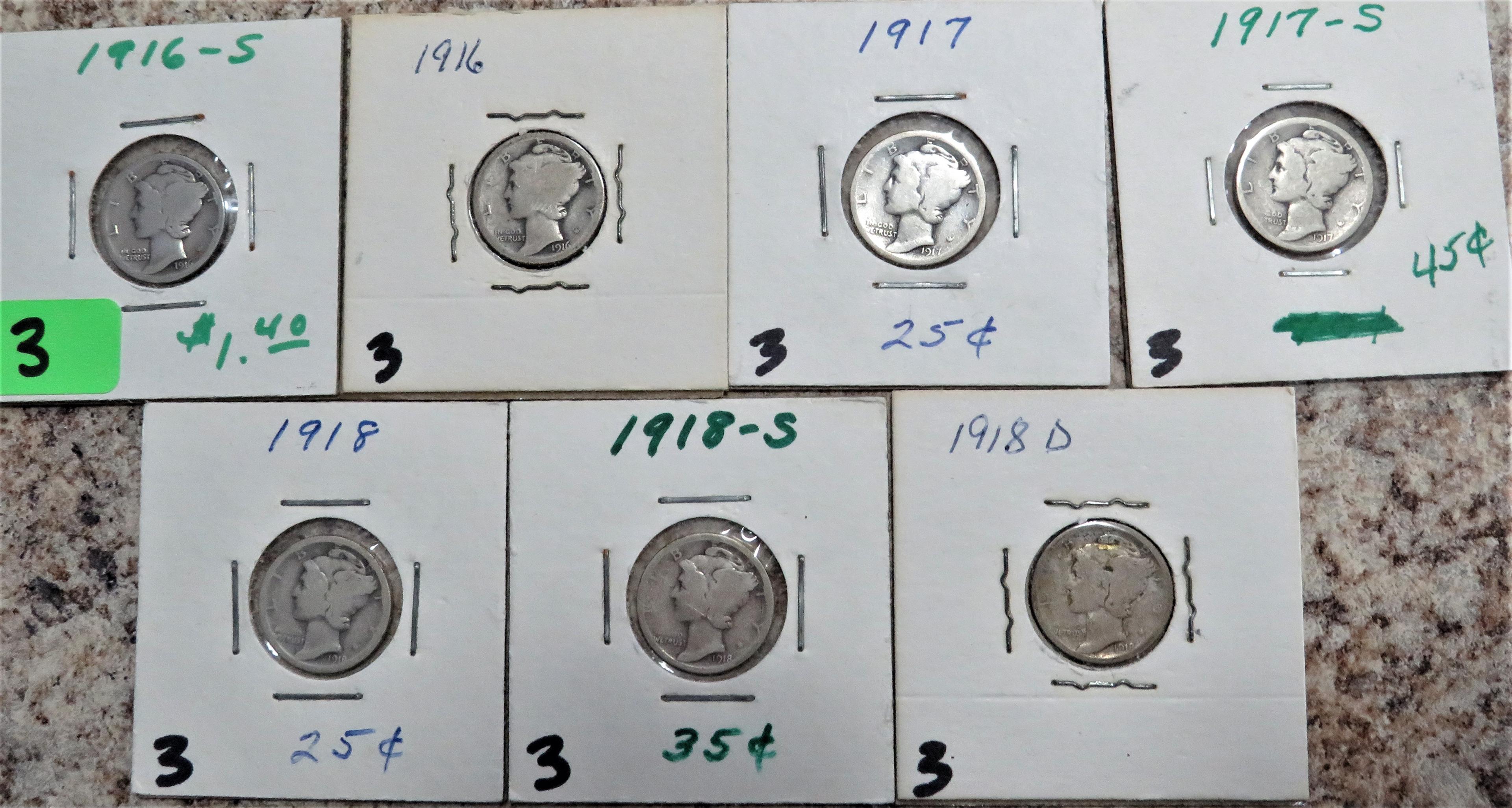 7 Mercury Dimes