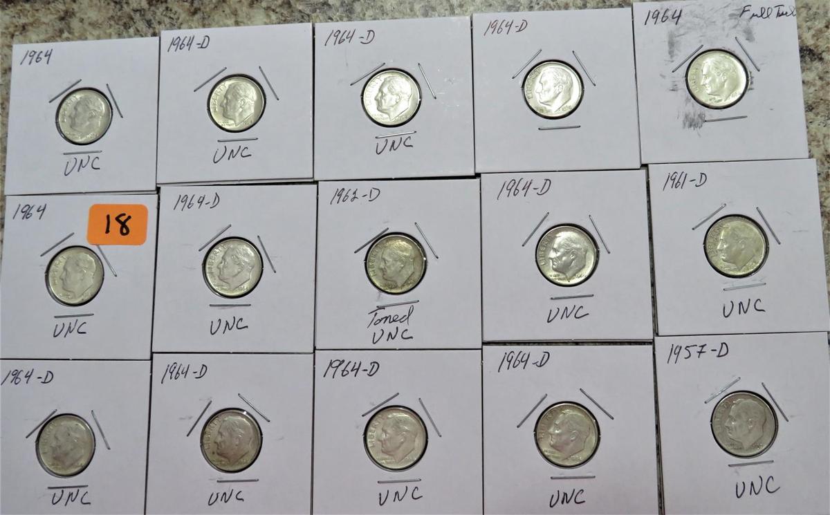 15 UNC Roosevelt Dimes