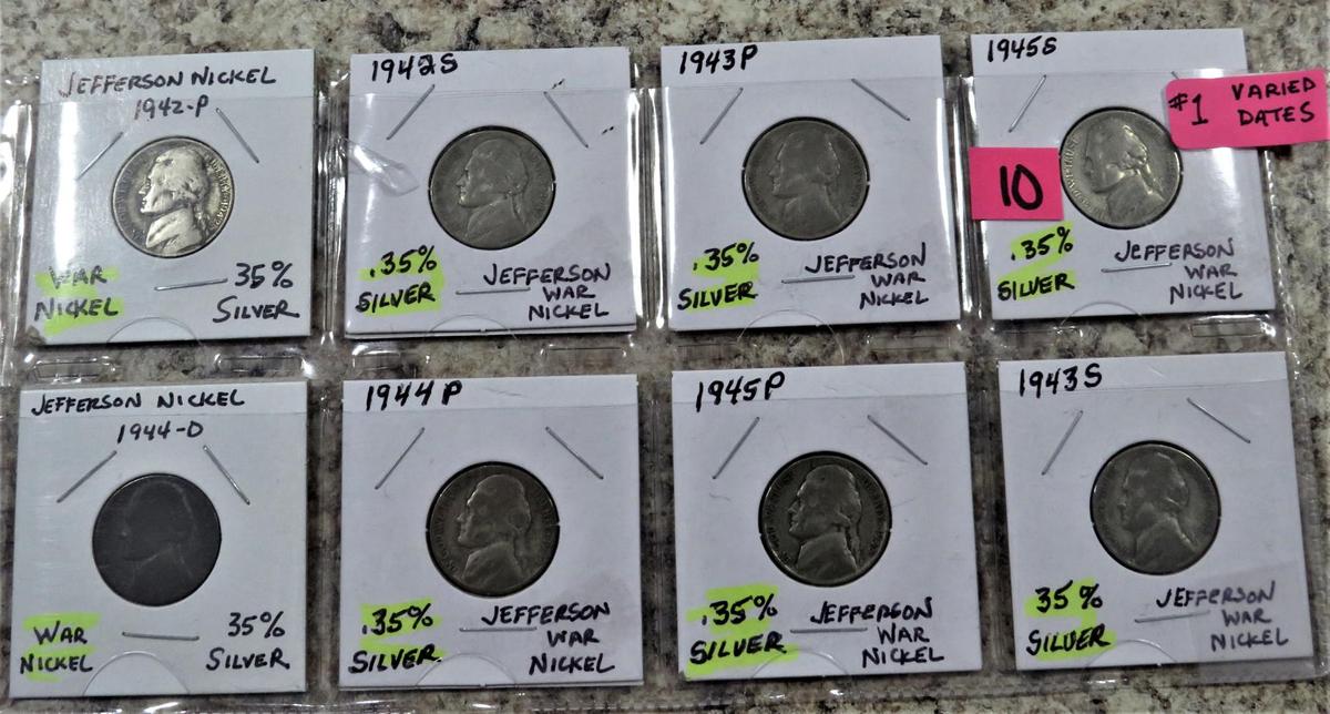 (8) Jefferson Nickels