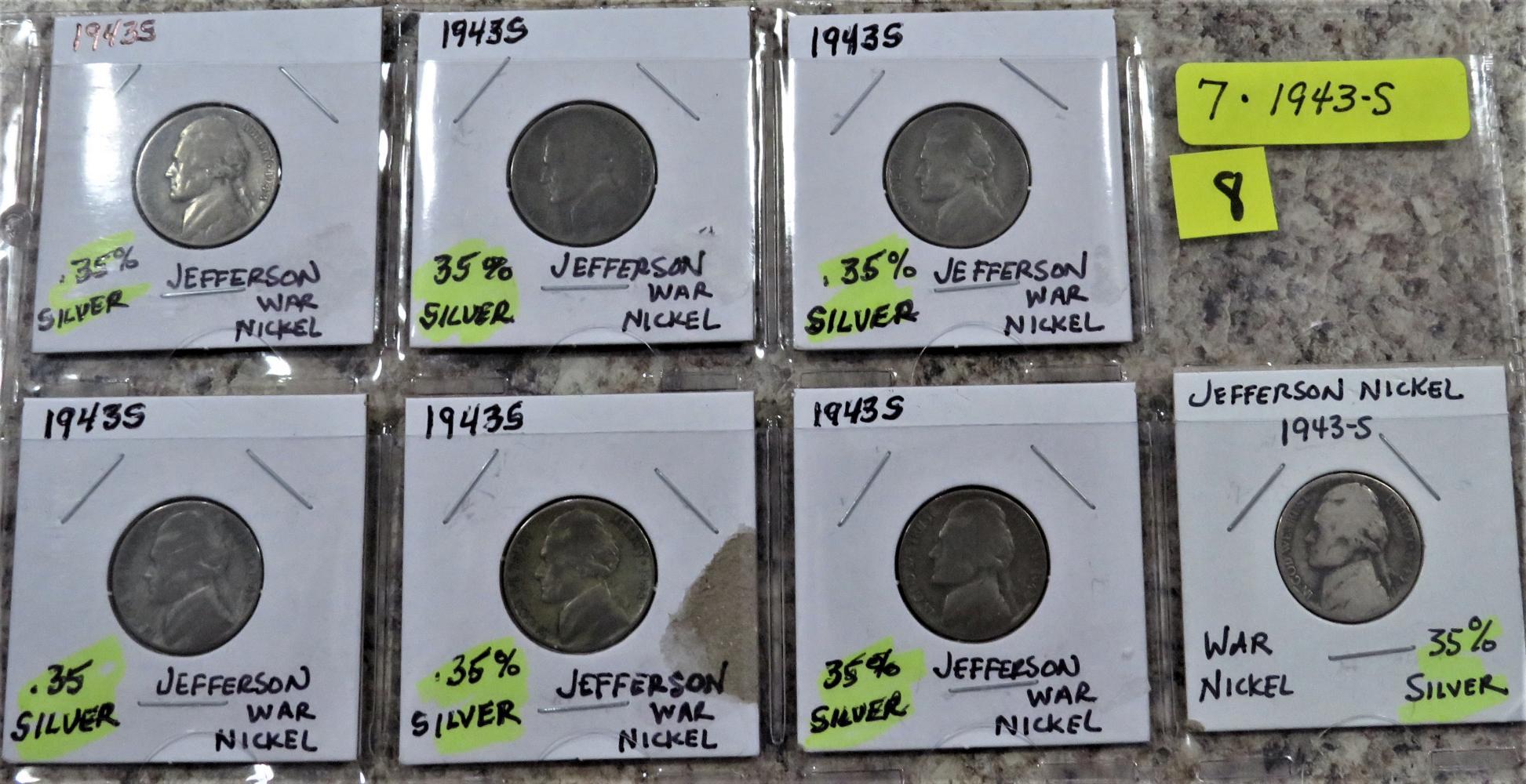 (7) 1943-S Jefferson Nickels