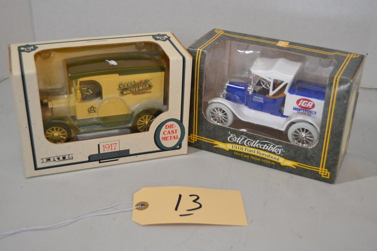 2 Ertl diecast auto banks W/box