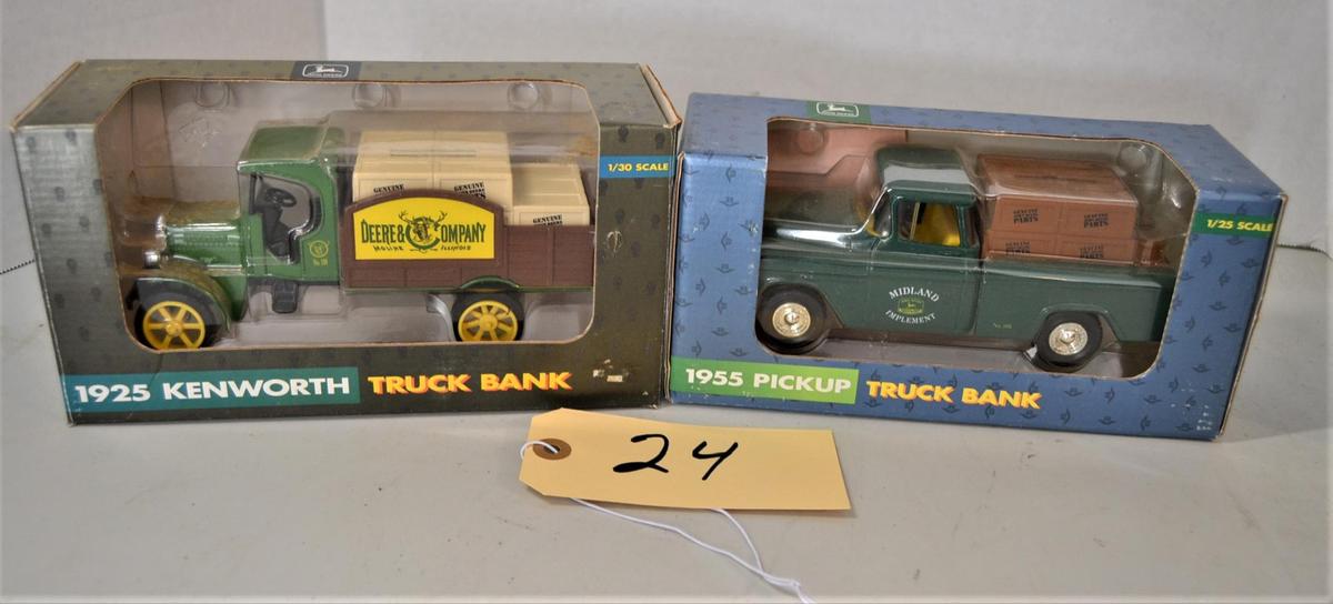 2 Ertl JD diecast auto banks W/box