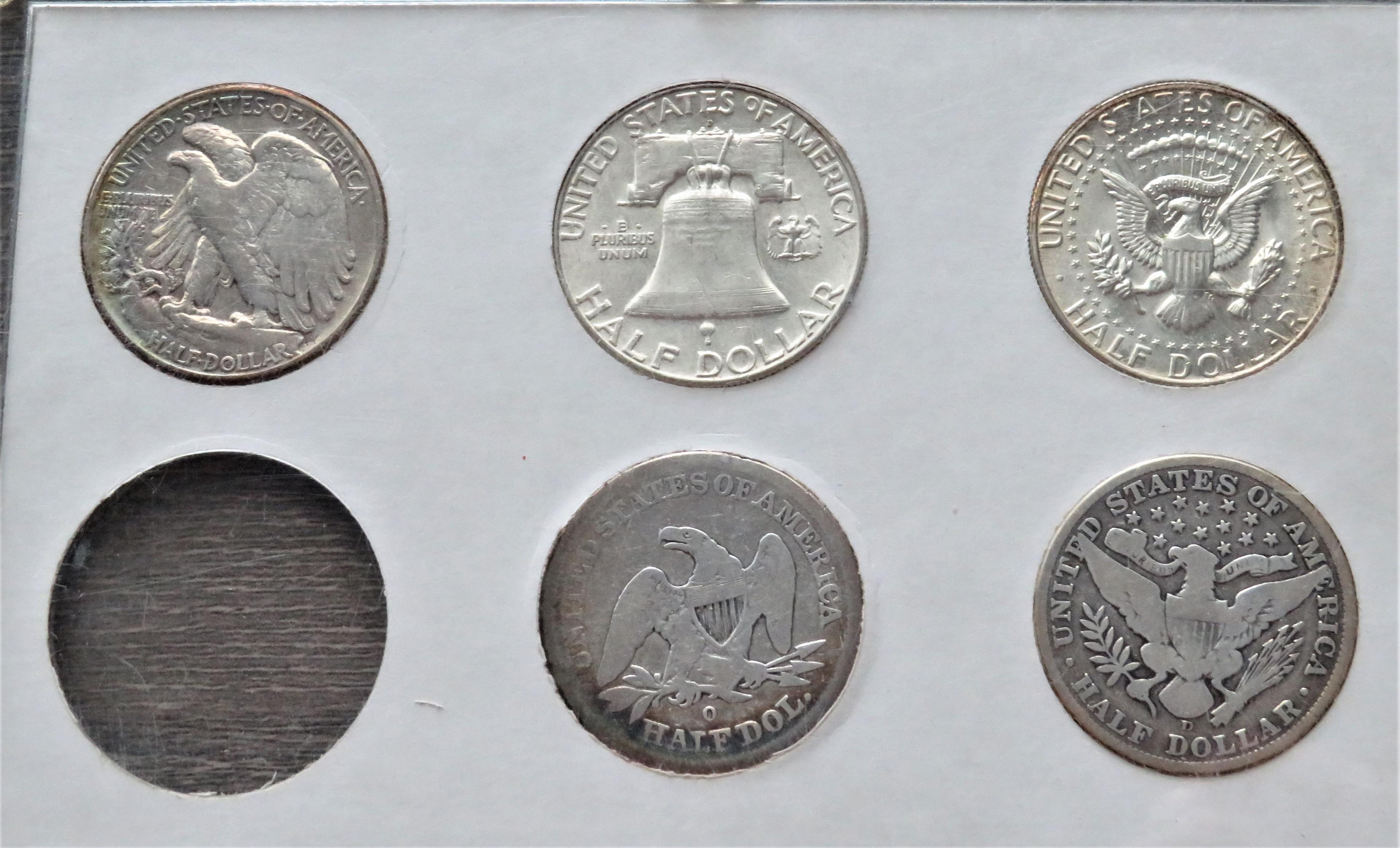 5 Coin United States Type Half Dollars