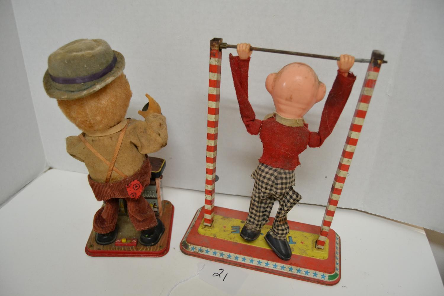 2 old tin toys Charlie Weaver Bar Toy