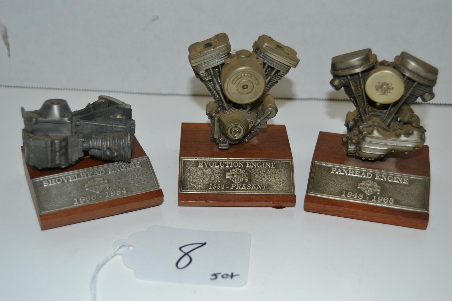 5 pewter Harley Davison motor figurines