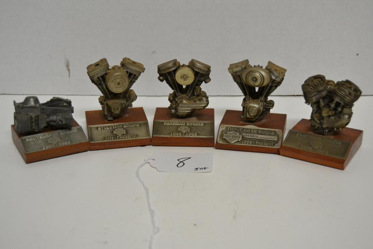 5 pewter Harley Davison motor figurines