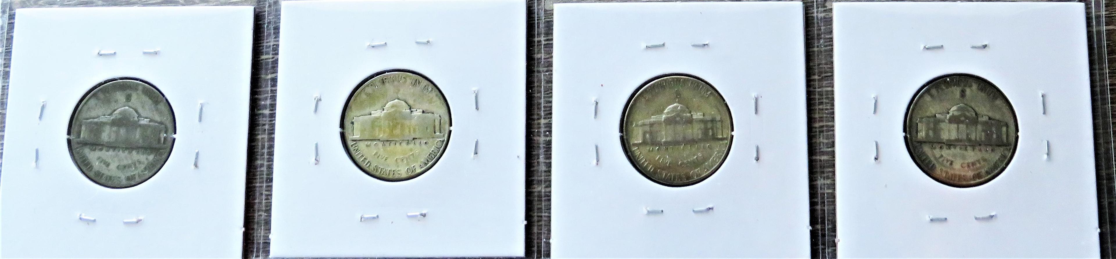 (4) 1942-S Silver Jefferson Nickels