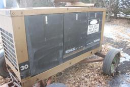 Fast Response II Kohler 30 Propane Gas Generator, Ford Engine, 120/240 Volt, On Trailer.