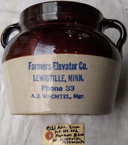 Adv. Bean Pot - No Lid - Farmers Elevator Lewisville Minn.