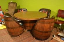 Barrel table & 4 chairs