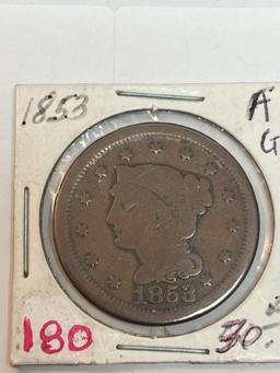 1853 Large Cent - VG
