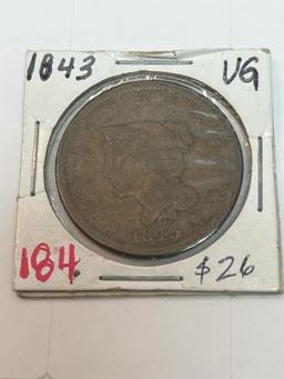 1843 Large Cent VG