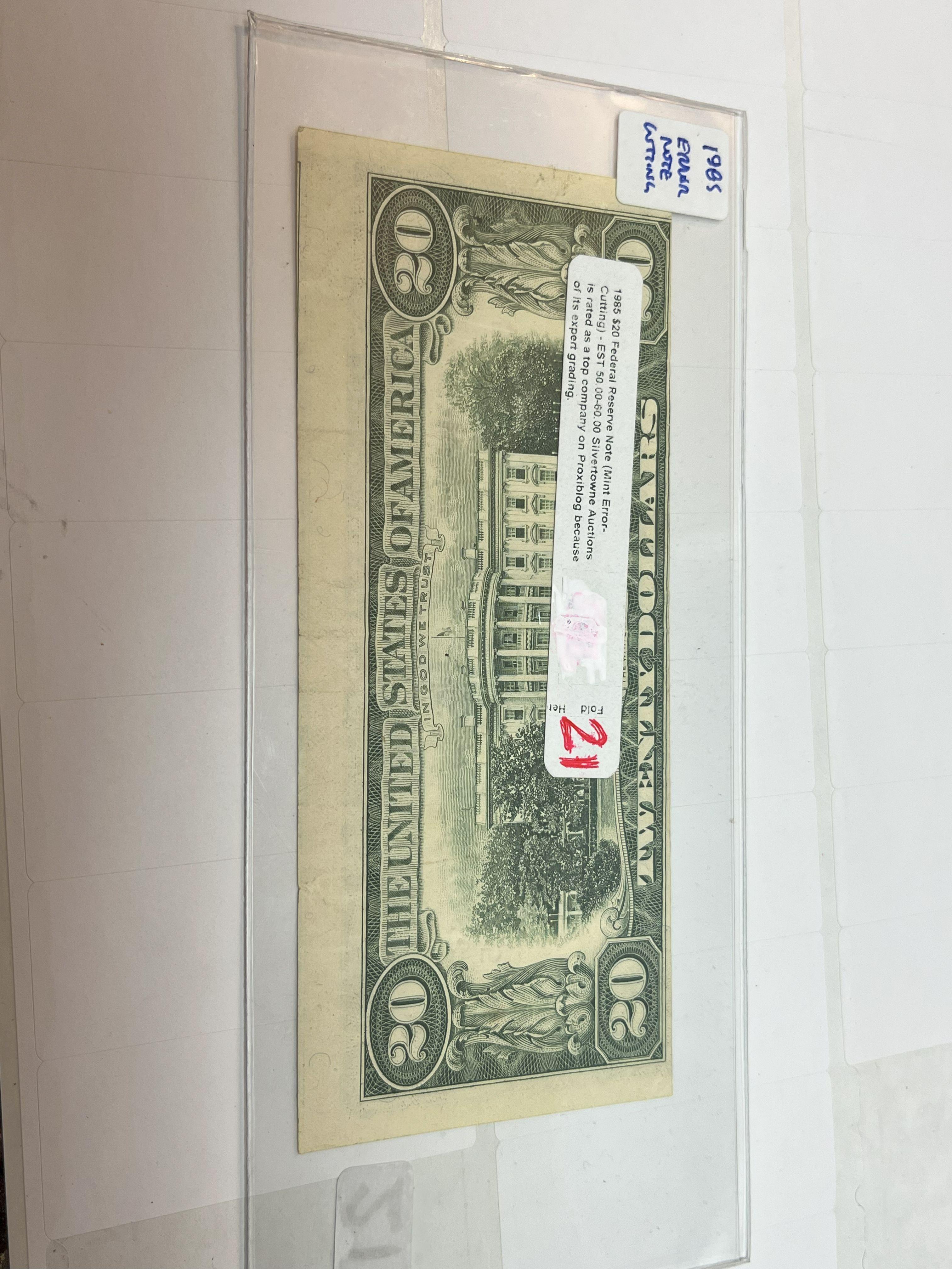 1985 $20 Mint Error Note -- Preserved