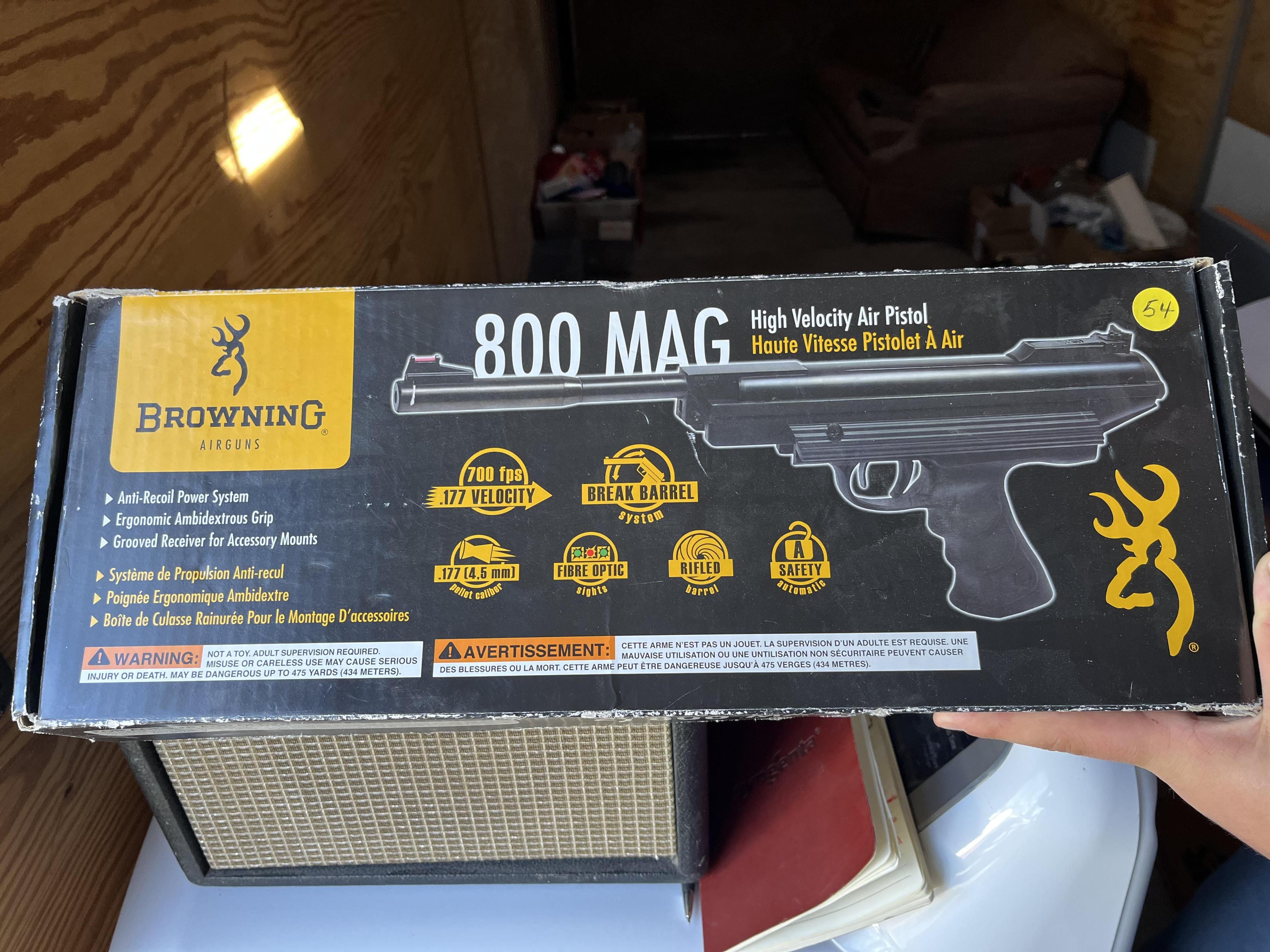 800 Mag Browning High Velocity Air Pistol - New
