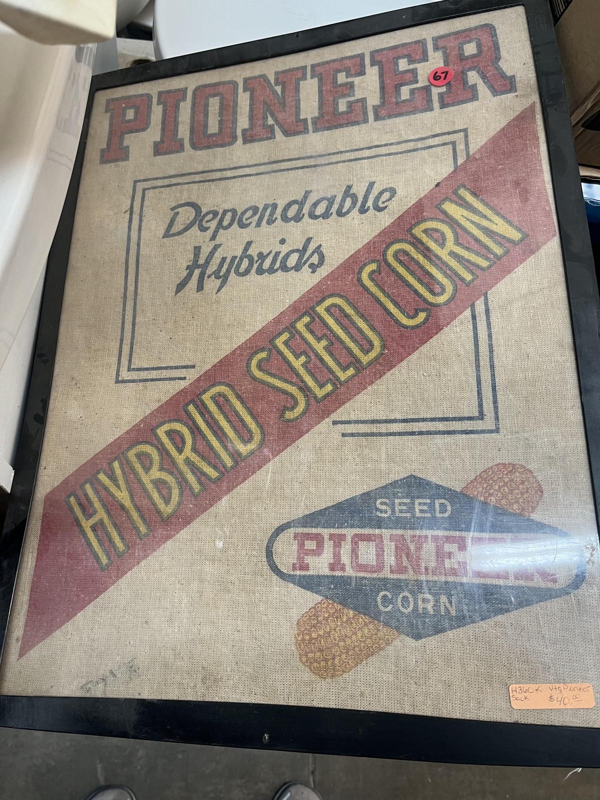 Framed Vintage Pioneer Seed Corn Bag