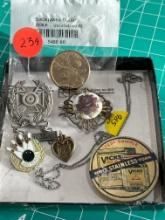 Misc Box - 925 Silver Chain - Pins - Dollar - Etc.