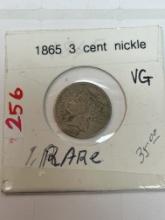 1865 3 Cent Nickel - VG+