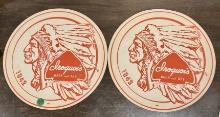 2 - 1953 10 1/2" Serving Tray Liners - Iroquois Beer - Nice