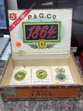 1864 Cigar Box with Marbles