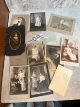 11 Antique Early 1900s Studio Portraits in Folders