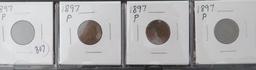 1897- (4) Indian Head Cents