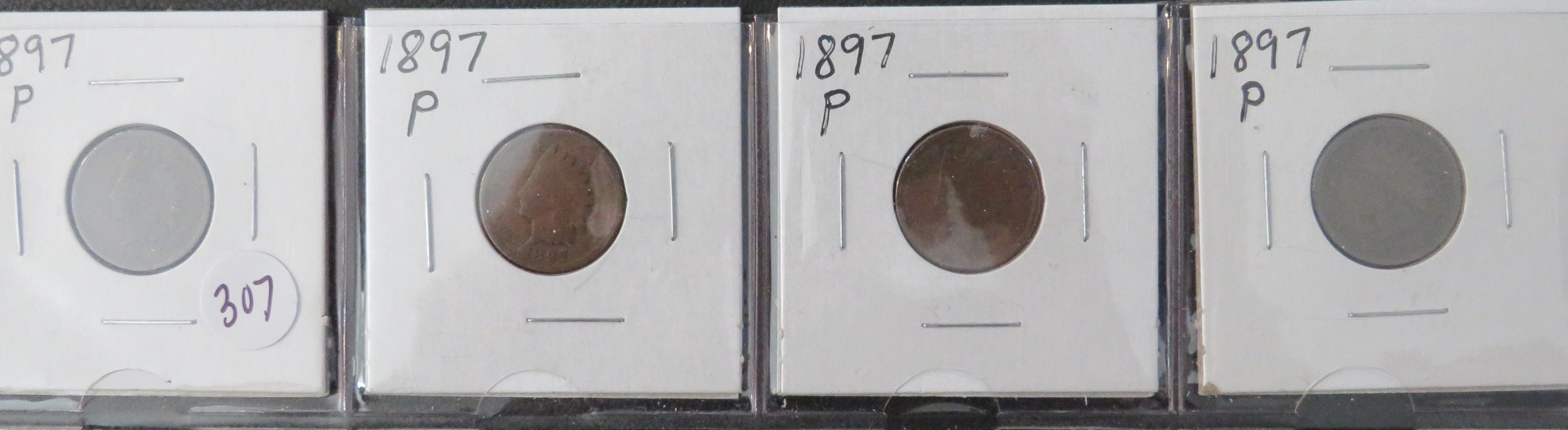 1897- (4) Indian Head Cents