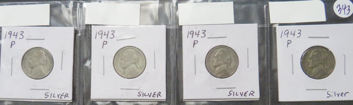 1943-P - (4) Silver Jefferson Nickels