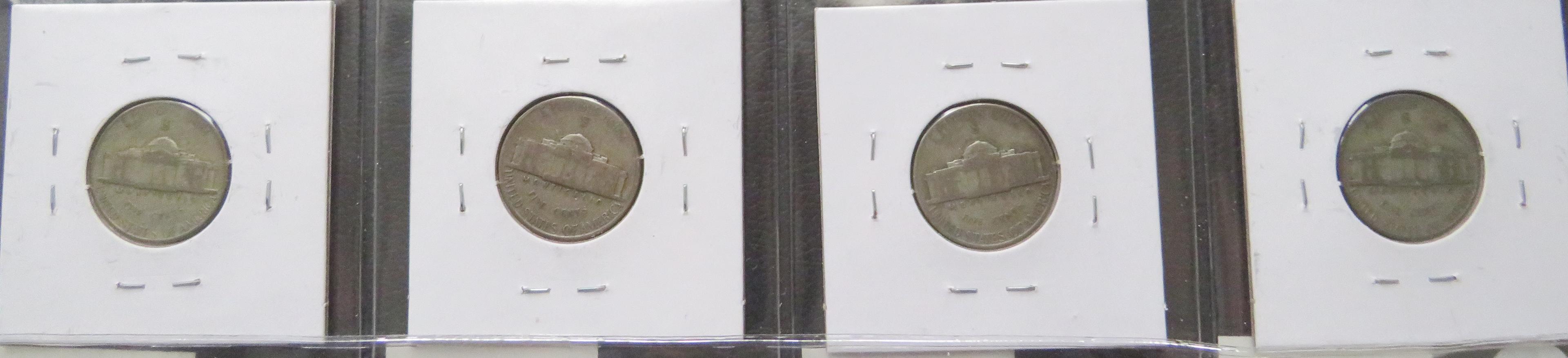 1943-S - (4) Silver Jefferson Nickels