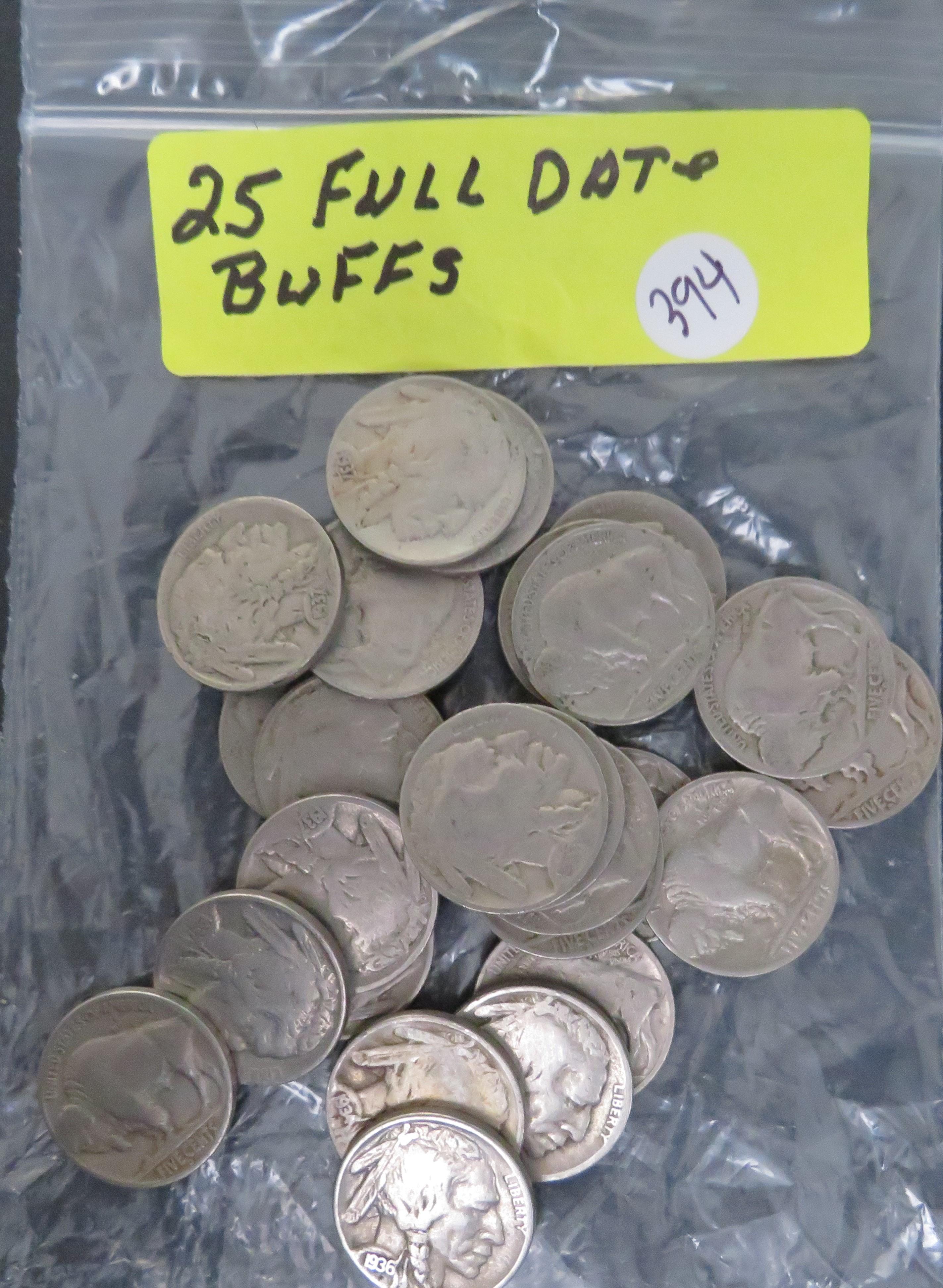 25- Full Date Buffalo Nickels