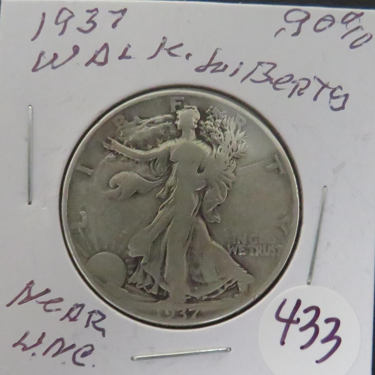 1937- Silver Walking Liberty Half Dollar