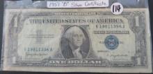 1957-B - 1$ Silver Certificate