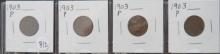 1903- (4) Indian Head Cents