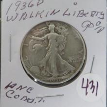 1936-D Silver Walking Liberty Half Dollar