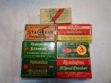 7-50 rd boxes of Asst 22 shells Vintage Boxes