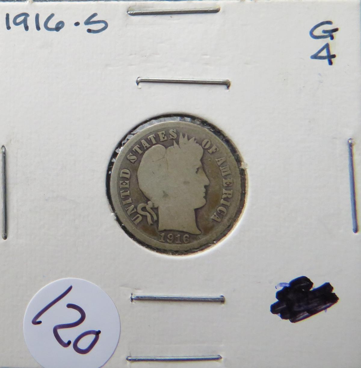 1916-S Barber Dime