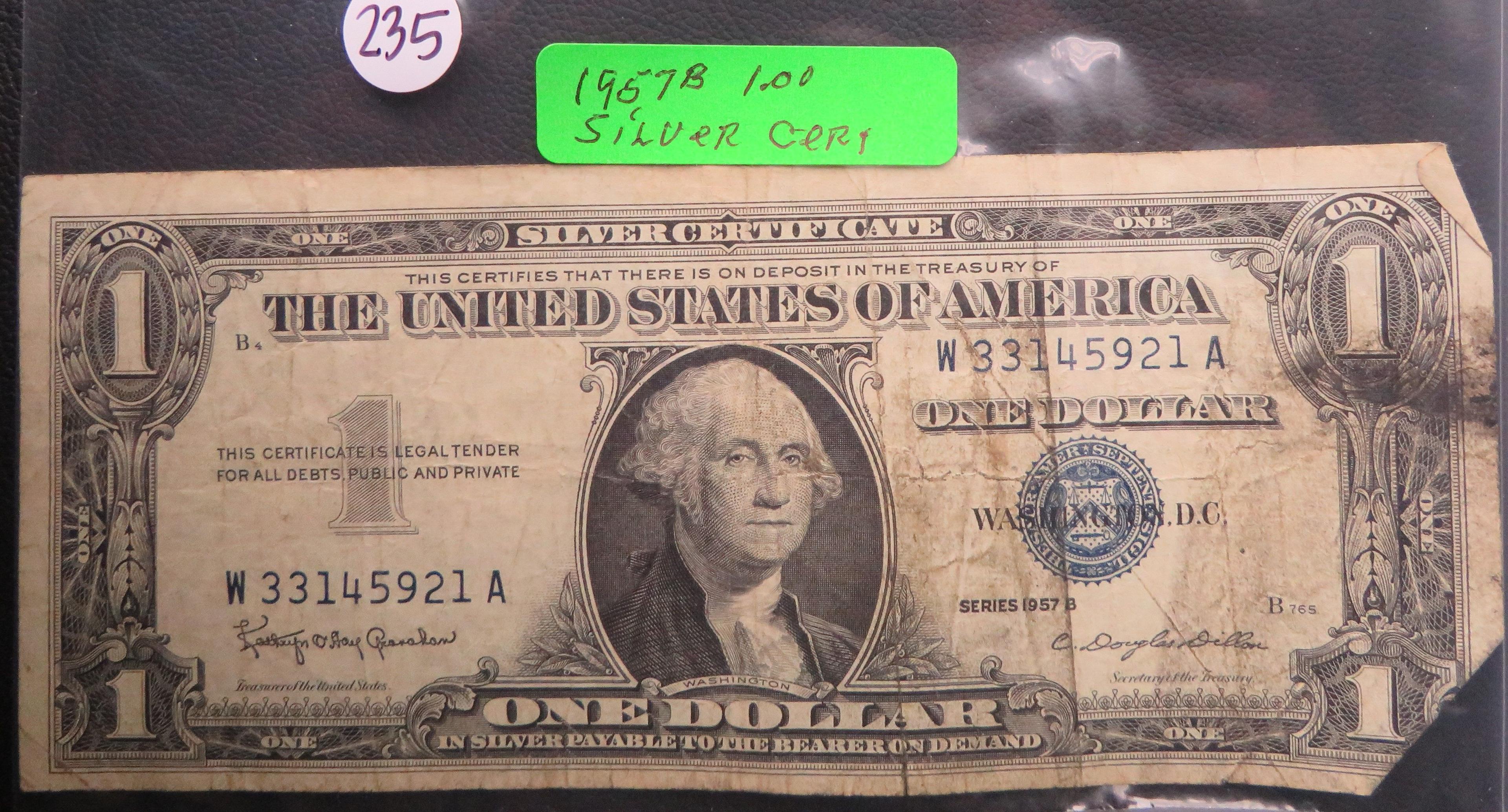 1957-B Silver Certificate One Dollar