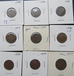 (9)- Indian Head Pennies