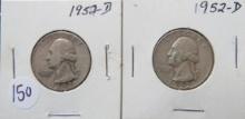 (2) 1952-D Washington Quarter