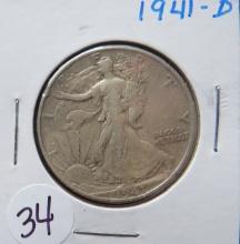 1941-D Walking Liberty Silver Half Dollar