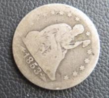 1853- Seated Liberty Quarter