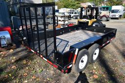 7' w. x 12' L. Custom Tandem Axle Equipment Trailer w/Fold Down Ramp & 2" Ball Hitch Mount