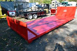 22' L. x 8' W. Cable Style Hook-Up Roll-off Flat Bed Sled w/48" Bulk Head, 28" Rear Fold Down Ramp