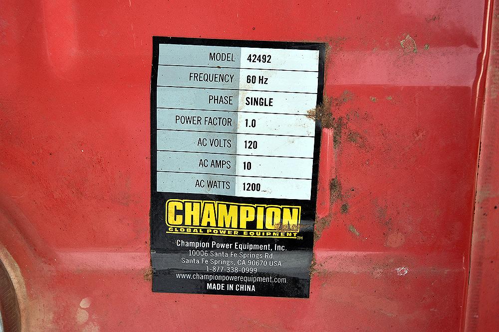 Champion Model 42492CPE, 1,500 Watt Gas Generator