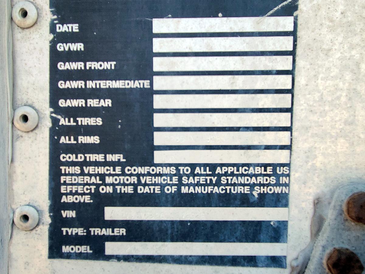 1999 Vanco 53'-0 Tandem Axle Dry Van Trailer, (Unit # 83125)