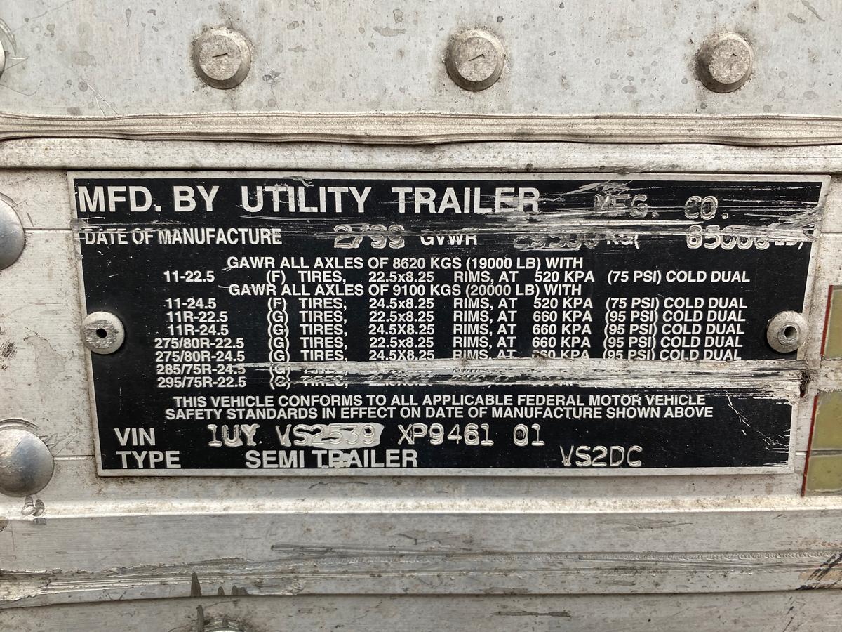 1999 Utility 53' Tandem Axle, Van Trailer
