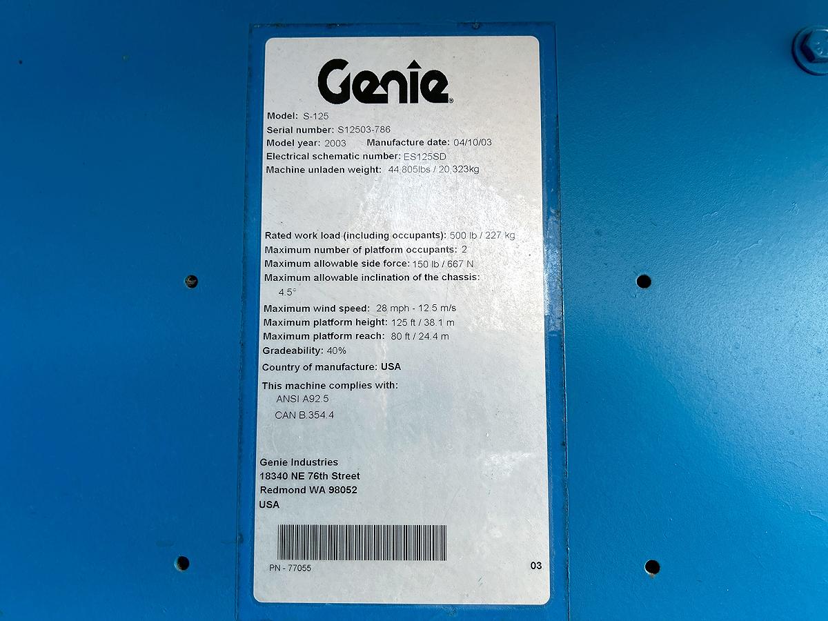 Genie S-125 Telescopic Boom Lift